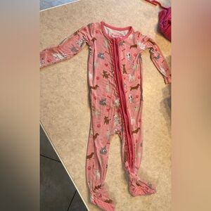 Ruffle Butts Pink Animal Print Footie